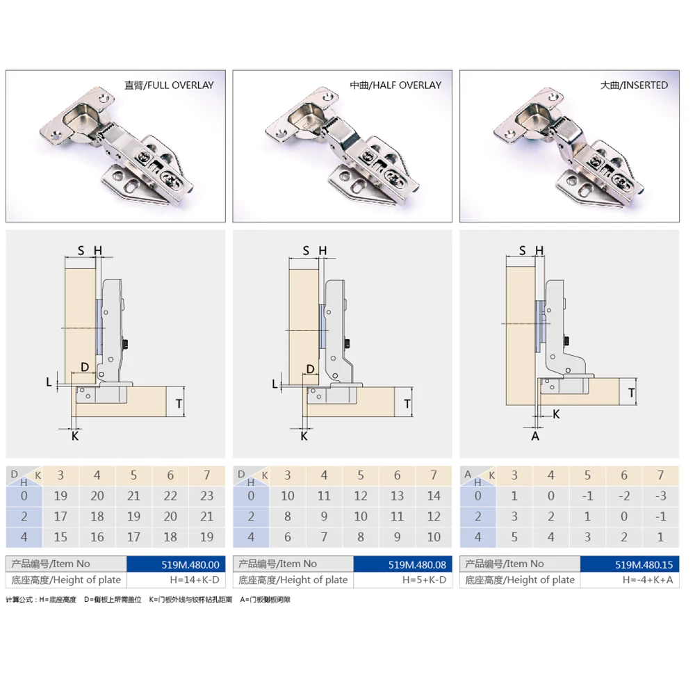 
Kitchen Cabinet Folding Table Furniture Hinge Soft Close Cabinet Hidden Door Hinge 