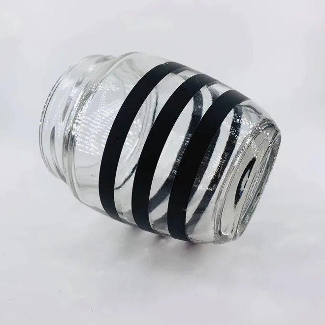 200ml 250g 0.5kg empty honey jar glass with deep black gold lid