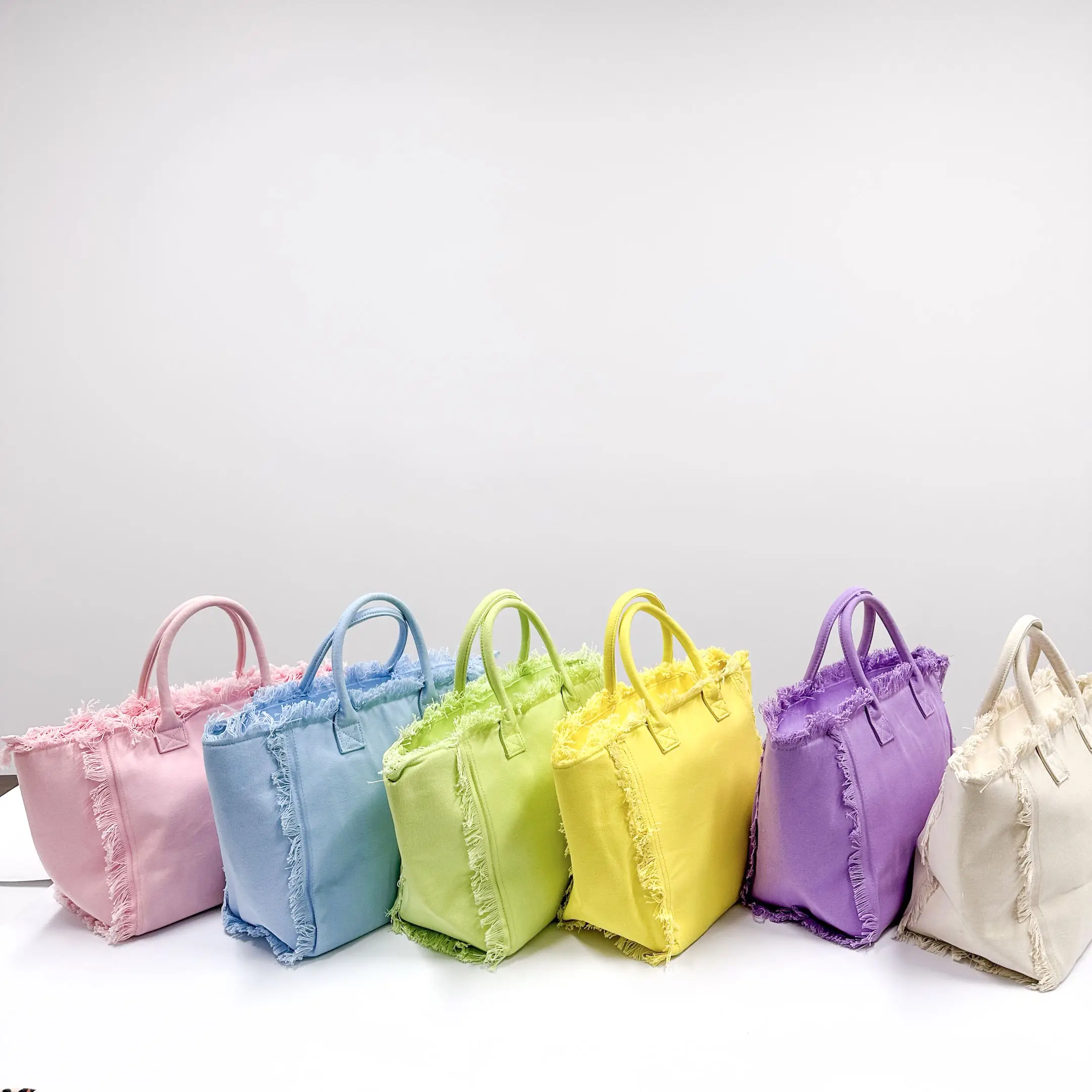 Free Shipping Candy Color  Women Handbag with Zipper Pocket Beach Tassel Fringe Large Travel Canvas Tote Bag bride tote bag