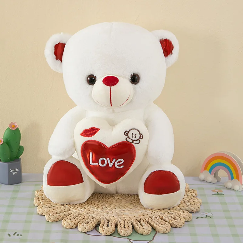 Love Heart Teddy Bear Stuffed Animal Plush Toys Couple Dolls Wedding Decoration Birthday Valentines Gifts