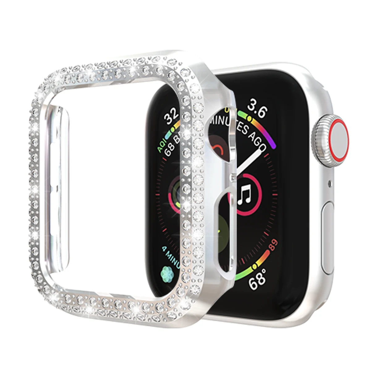  Двухрядный Алмазный чехол для часов apple watch корпус 38/42 мм 40/44 ремешок ПК защитная крышка экрана iWatch Series 6 SE 5 4