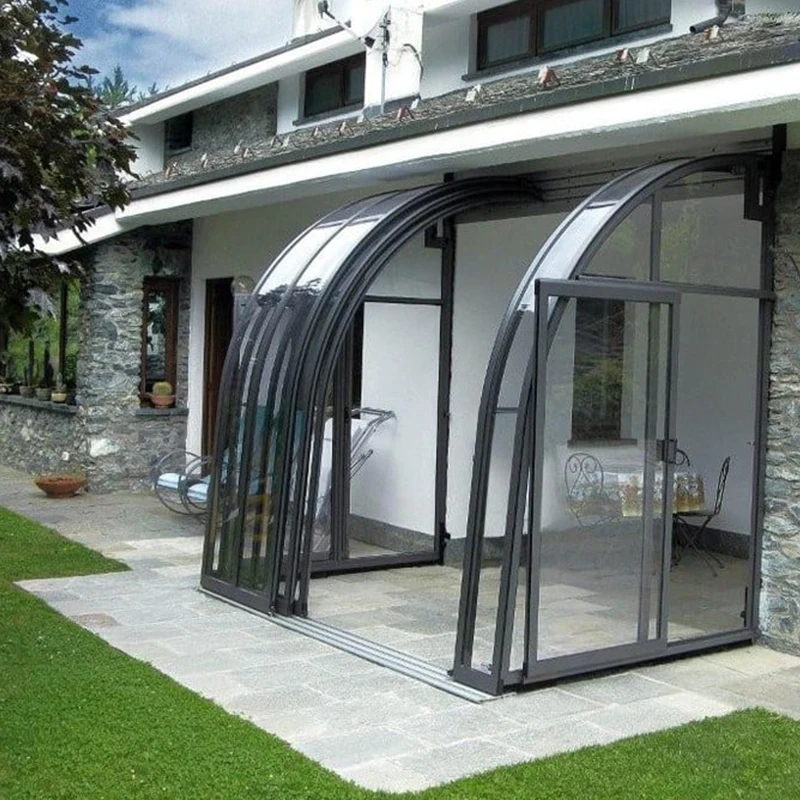 Factory Customized Curved Sun Room Custom American Style Glass House Aluminium Modern Glass House