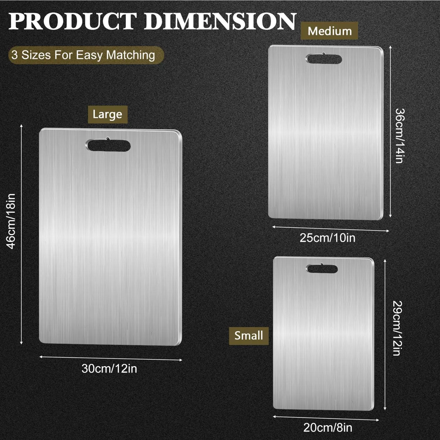 3 Sizes Scratch Resistant Double Sided Pure Titanium Cutting Board Chopping Board for Kitchen