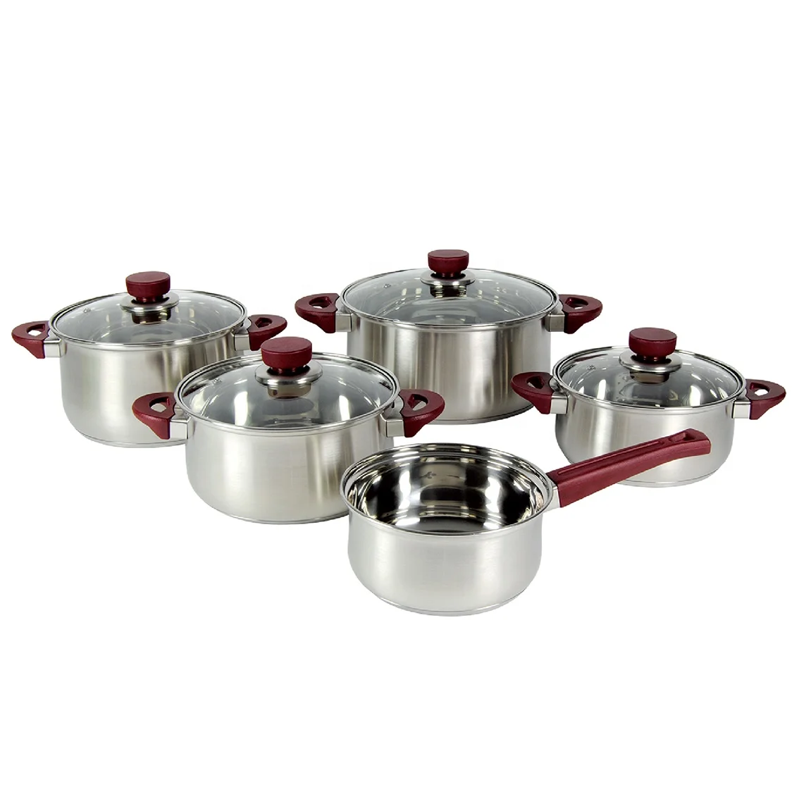 Stainless Steel Camping Cookware Kitchen Pans Saucepans Sets with Handles