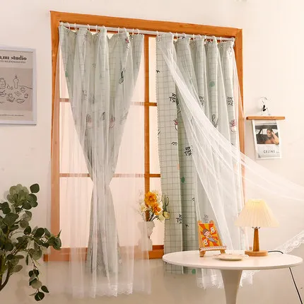 Easy mounting of hanging Curtains living room drape home Girl bedroom for windows sheer Lace curtain Opaque tapestry