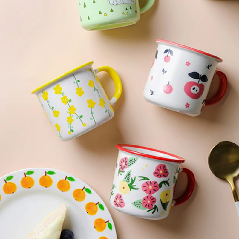 Кофейная кружка с эмалью 11 унций креативным принтом