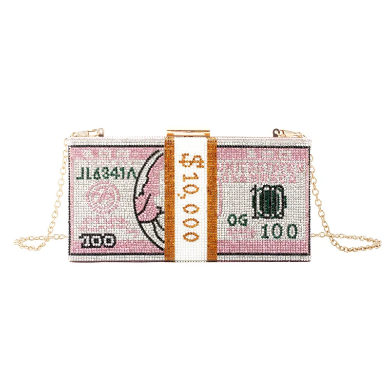 2020 selling bling 1000 dollar money clutch bag crystal purse shipping rhinestone dollars bill clutch handbag party for women