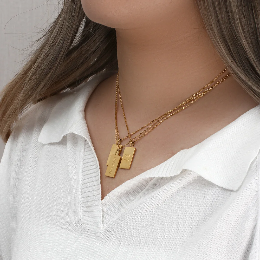 SSeeSY acero inoxidable joyas mayor 18k gold plated custom fashion jewelry stainless steel engraved letter pendant necklace