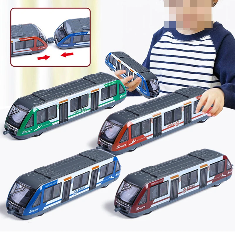 Diecast train game model sliding return car toy alloy subway