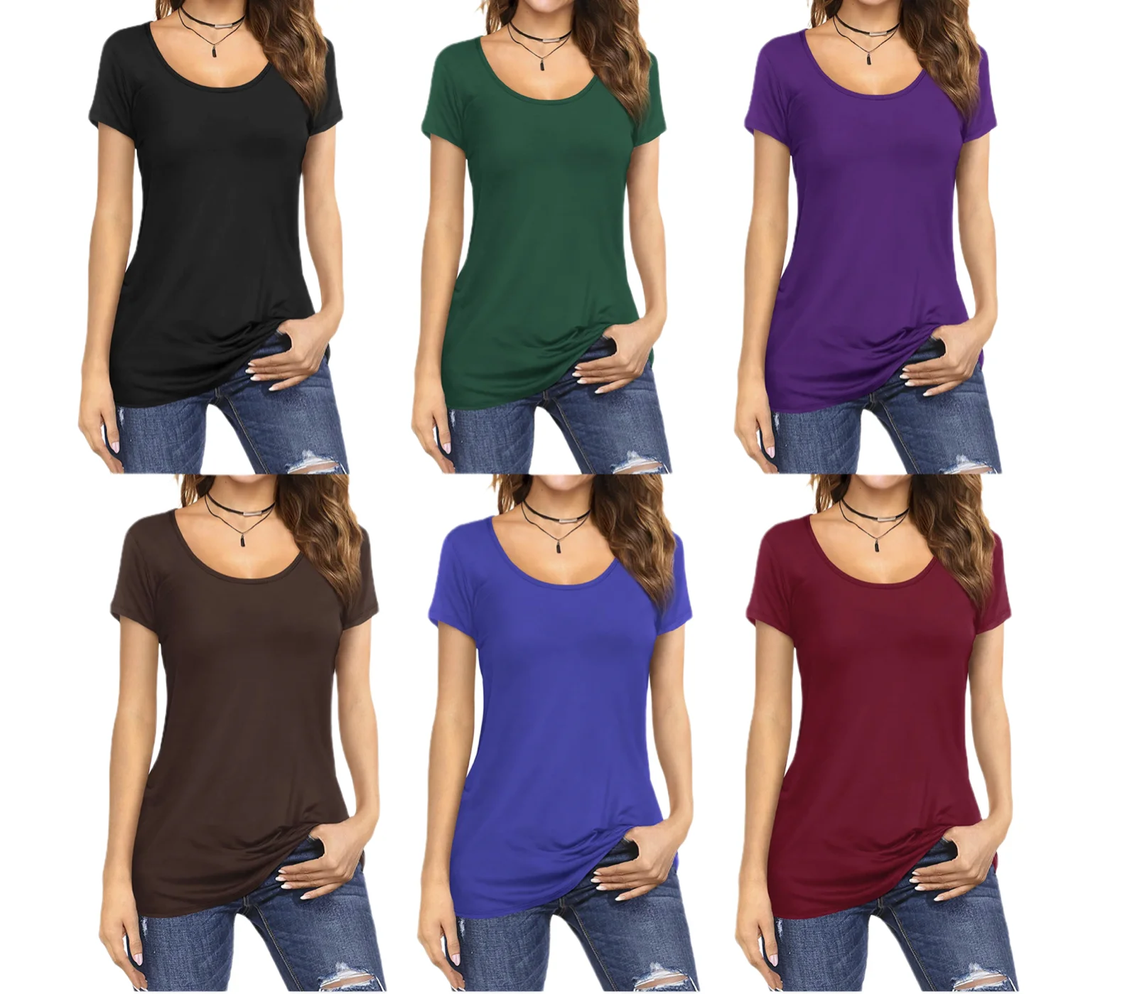 Custom logo blank polyester spandex blend round neck short sleeves slim fitted women t shirt