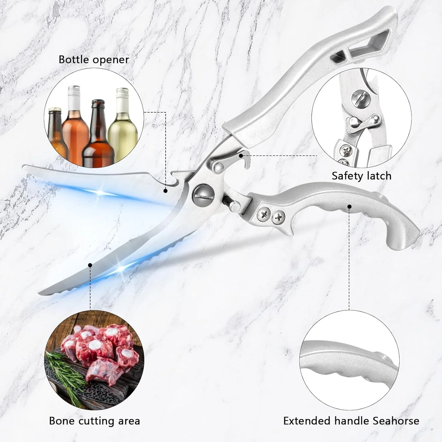 TOALLWIN kitchen accessory anti slip handle stainless steel scissors set kitchen shears meat fish chicken bone kitchen scissors