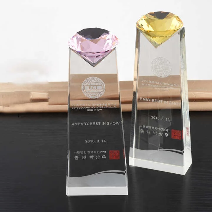 Cheap Wholesale simple square blank clear black design crystal glass trophy awards custom logo crystal trophy award