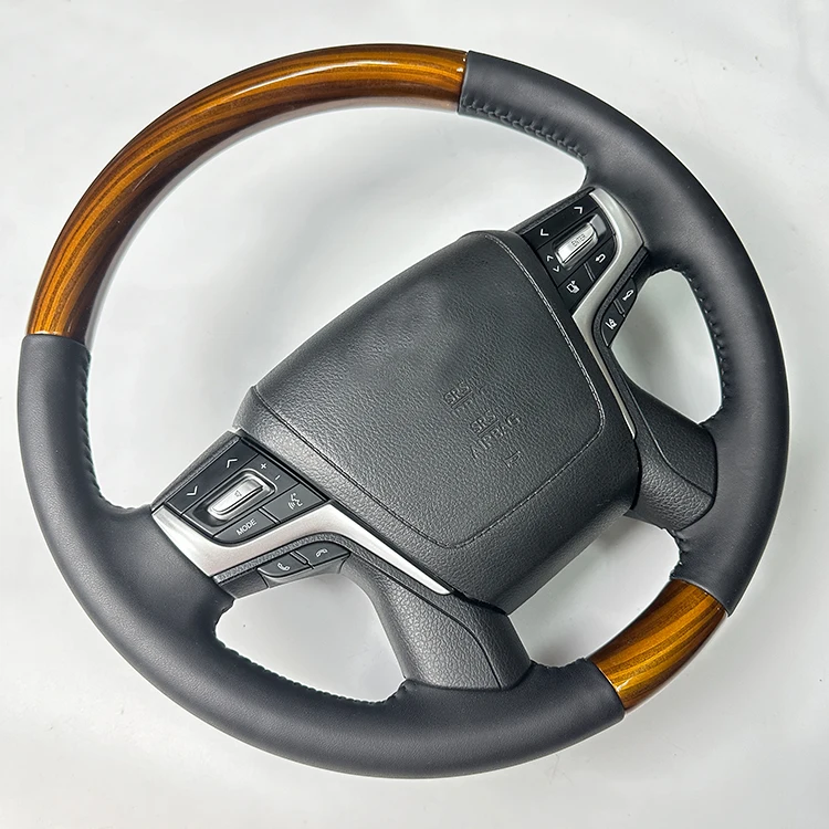 Red Peach Wood Leather Steering Wheel for Toyota Crown Camry Corolla Rav4 Prius Yaris 4Runner Alphard LEXUS LX570 LX470 GX460