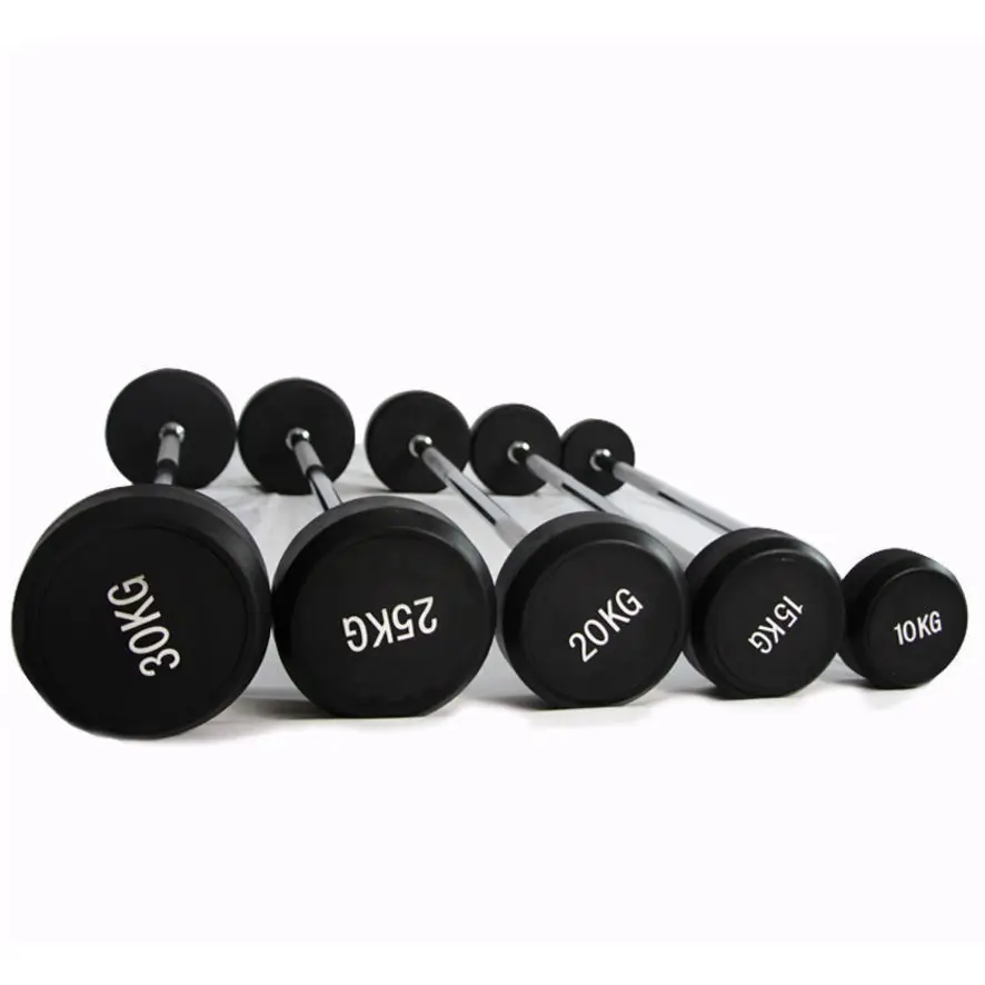 Urethane Encased Straight Barbell EZ Curl Barbell 25-115 lbs 10-50 kg Fixed Straight Barbell Set