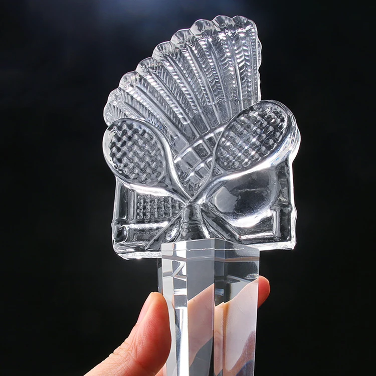 k9 2d engraved tennis crystal badminton trophy award