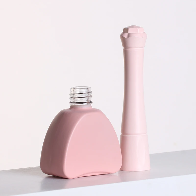 12ml Cute Cosmetics Containers Eyelash Extension Pink Heart Shape Long Plastic Cap Glass Nail Polish Oil Bottle