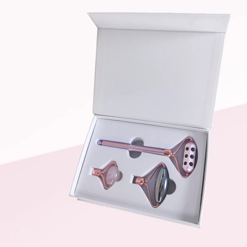 Yingshang 3 in 1 DIY derma beauty germanium face roller jade facial roller 3 in 1 Head Changing roller Set
