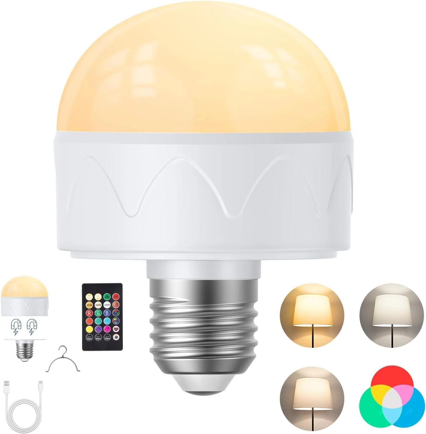 New Classic RGB Dimming brightness Optional E14/26/27 Bulb Led Table Lamp megnetic Study and Reading Light Desk Lamp Battery