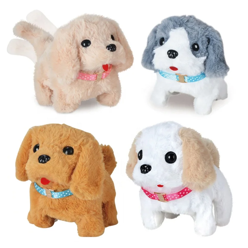 Little puppy plush toy electric pet dog toy pet cage set for kids pretend play toys