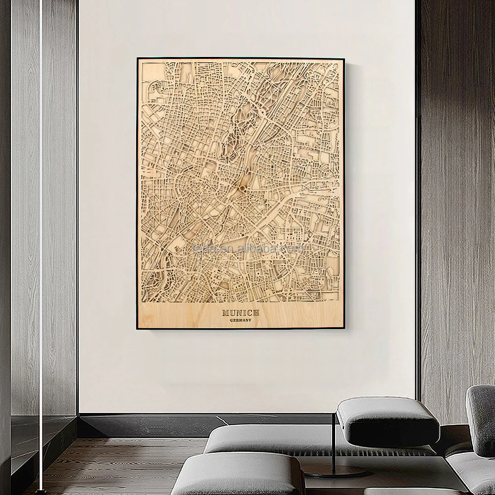 Factory directly sale Laser Cut City Map Wall Art 3D City street map of Hong Kong Custom City Map