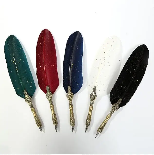 Hot selling Chinese Cheap Natural Feather Pen Set Wedding Feather Pen Quill Signature Feather Pen Quill