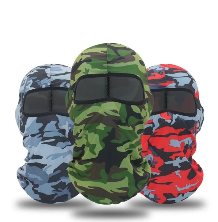 Wholesale custom outdoor summer motorbike cycling windproof balaclava bandana ice silk camo print full face mask facemask hats