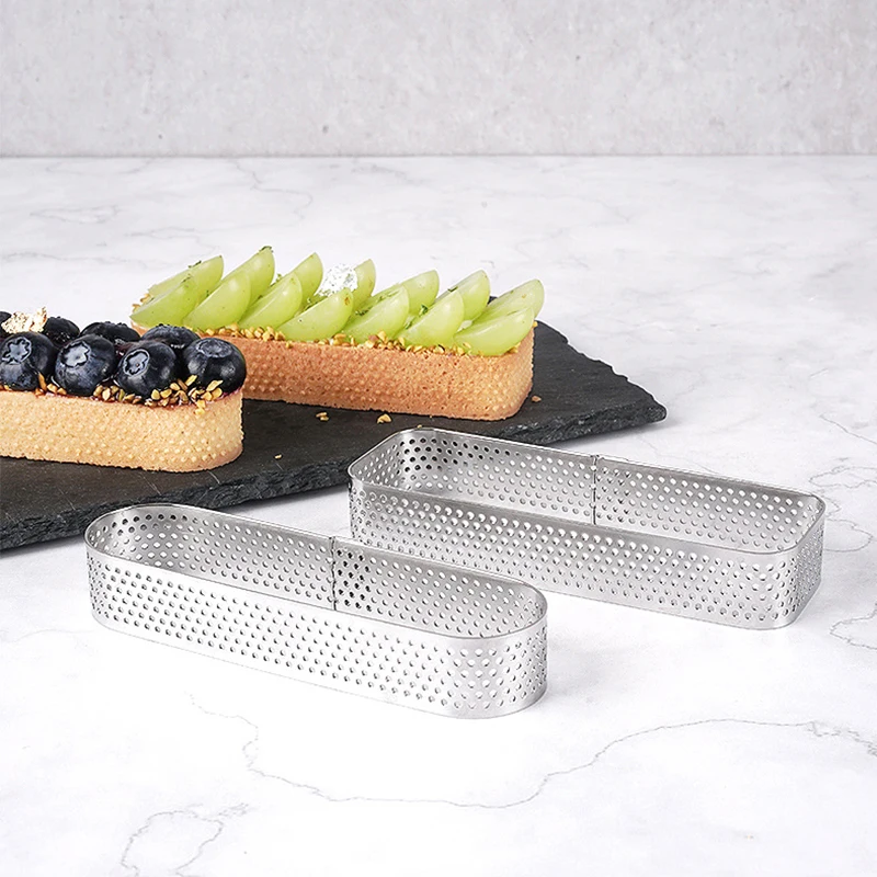 304 Stainless Steel Multi Size Oval Mousse Rings Perforated Tart Mousse-Tortenring Pastry Baking Tools And Equipment