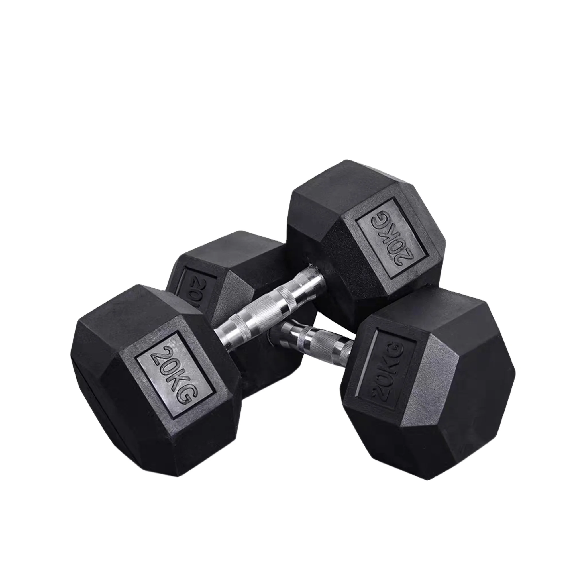 YES OR NO Custom Logo Design 20 Kg 50 Kg 100Kg Hex Rubber Dumbell Set Hexagonal Dumbbells For Home Gym