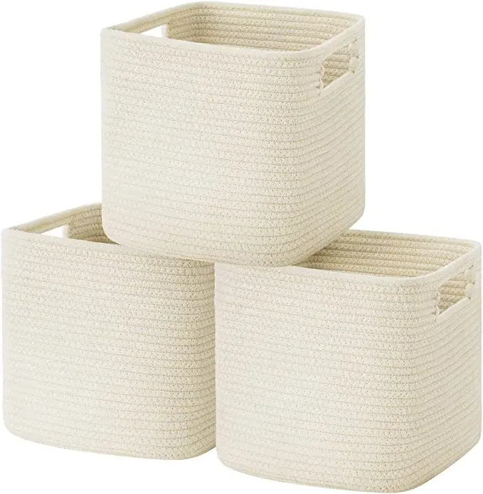 100% natural Decorative Storage Baskets ,cotton rope woven storage gift baskets handles