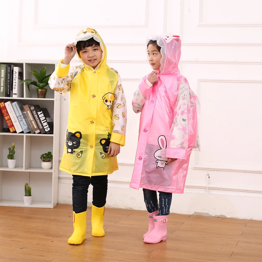 Wholesale Kids Raincoat Pvc Waterproof Cute Aerated Raincoats Poncho School Bag Raincoat