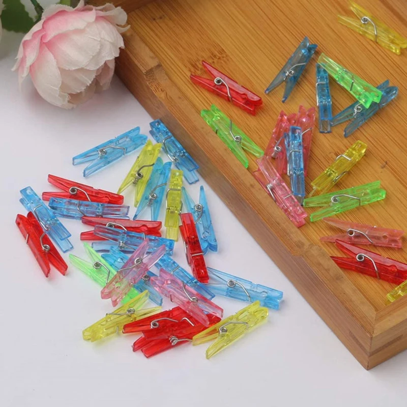 3.5CM Colorful Spring Hanging Clips Clamps Plastic Clothes Line Clips Mini Paper Photos Clip Clothespins Craft Decoration Pegs