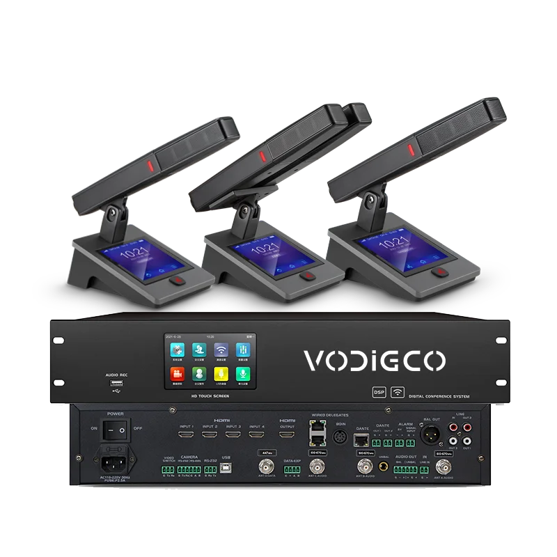 VCS-W3622CD/W3620M 24 Unit Desktop Wireless Gooseneck Conference Microphone Meeting Room System 1 President 23 Delegate