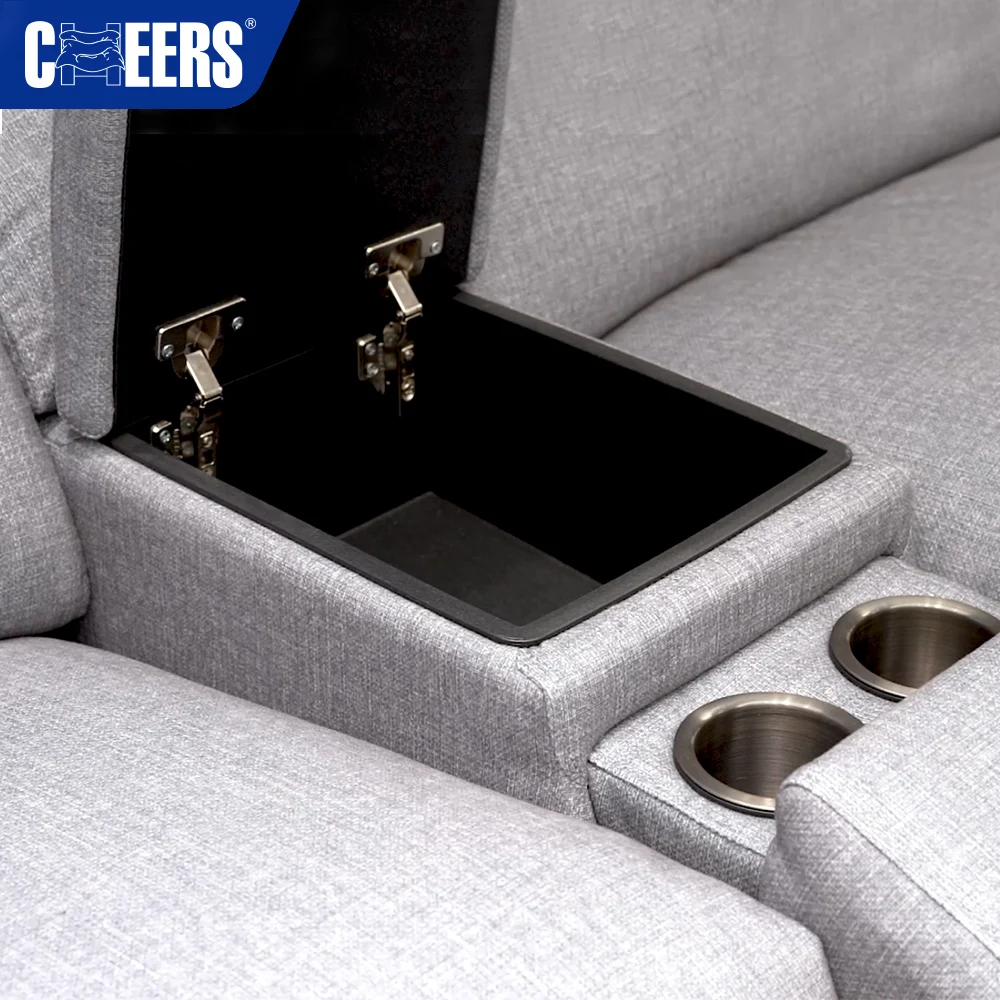 MANWAH CHEERS горячая Распродажа тканевый диван для гостиной серый 5-местный мощный Электрический откидной секционный диван для гостиной