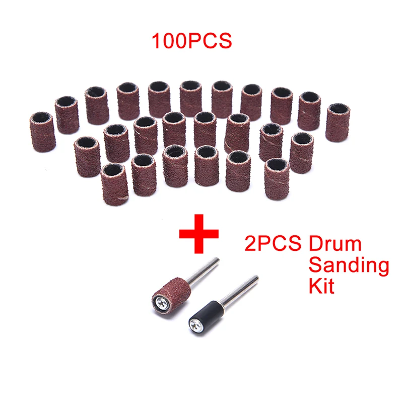Abrasive Tools Sanding Bands Set 102pcs/lot 1/4 Inch Sanding Drum Set With Sanding Mandrels For Dremel Rotary Tool