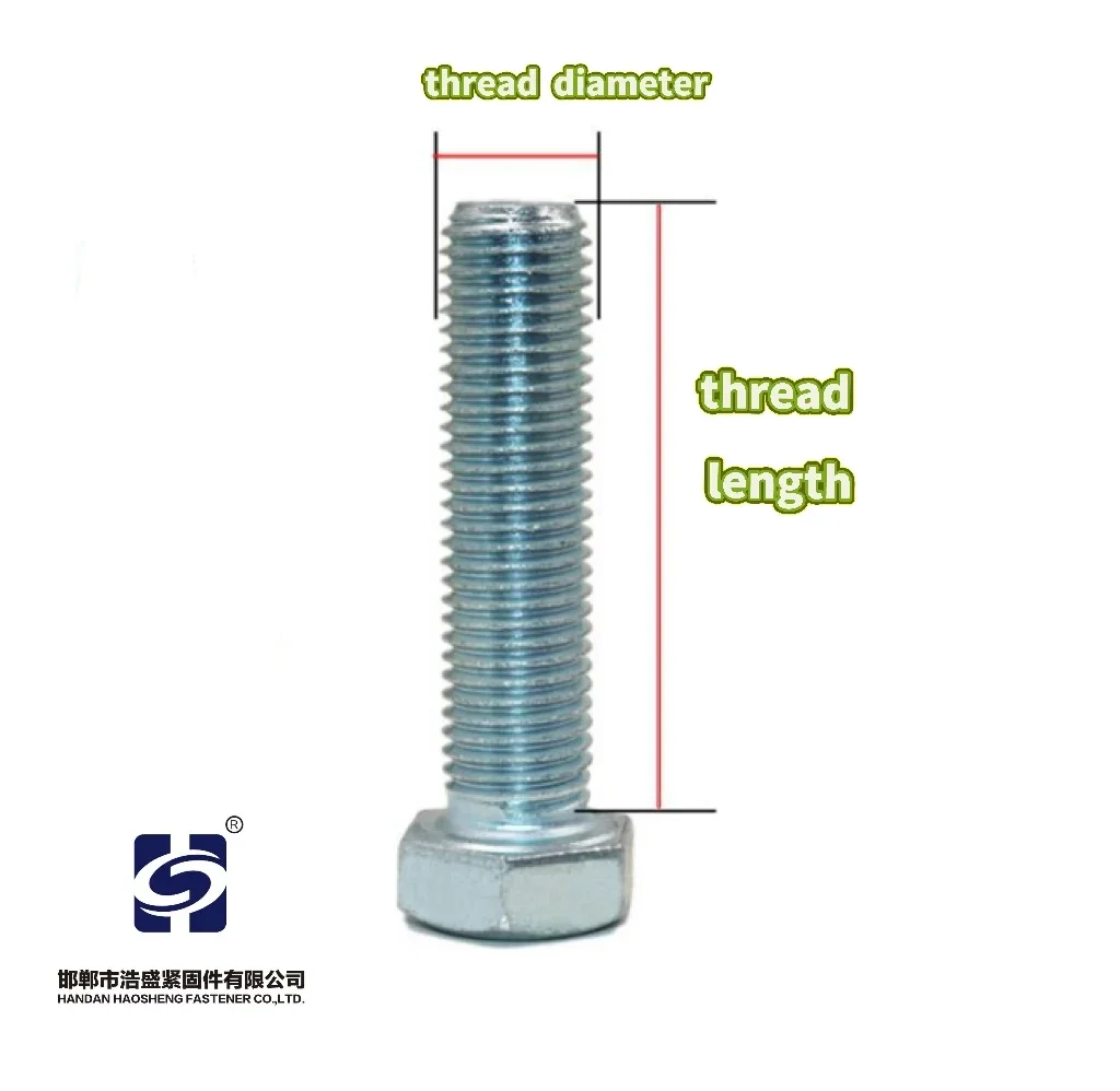 Galvanized Steel Hexagon Head Bolt Grade 8.8 GB5783 M8 14mm Blue Zinc Plated Carbon Steel Full Thread Hex Head Bolt