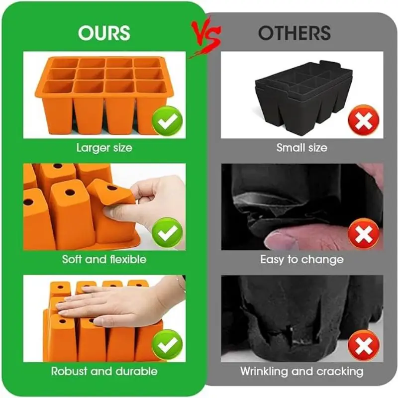 Reusable Gardening Flower Plant Starter Herb Tray Silicone Seed Starting Trays Seed Growing Tray