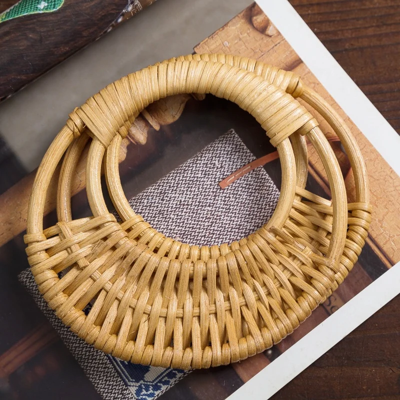 Bamboo Bag Handles Box Joint Handle Buckle DIY Accessories Decorative Plastic Wallet Wooden Custom Fashion 2 Pcs Camber, Round