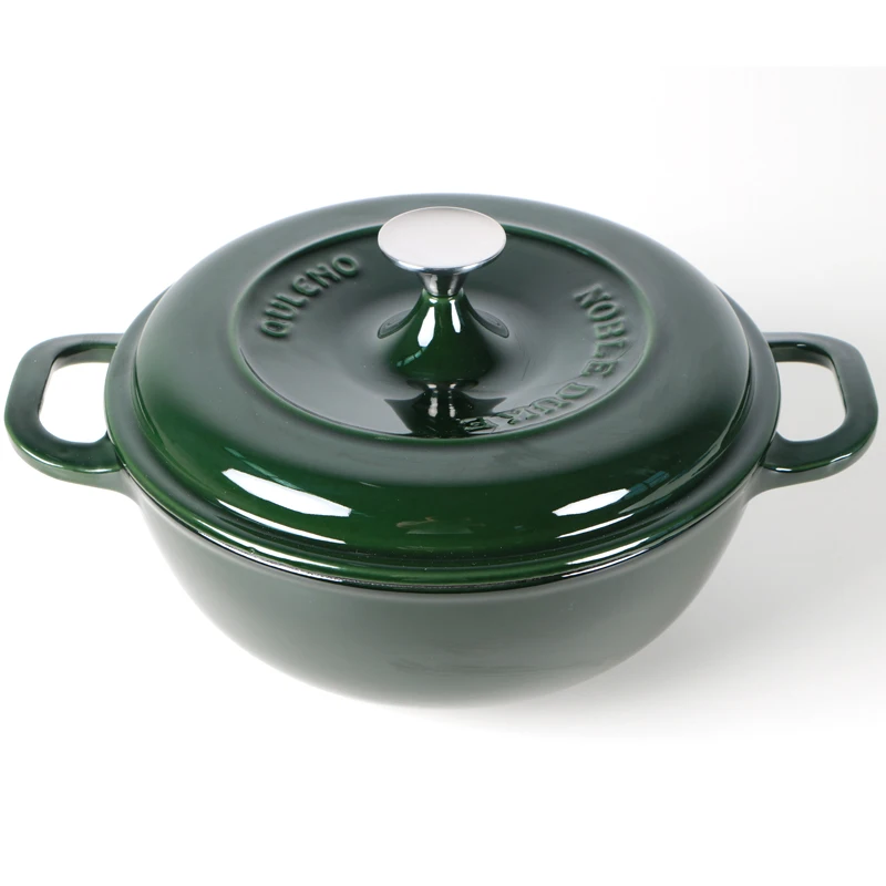 Quleno Cast Iron Cookware Enamel Soup Pot Set Luxury Chinese Design Metal Ceramic Pots Pans Cover Lid Kitchen Cookware Stocked