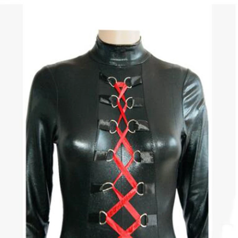 Черный костюм кошки из ПВХ и кожи, кожаные костюмы sey, блестящий костюм кошки со шнуровкой