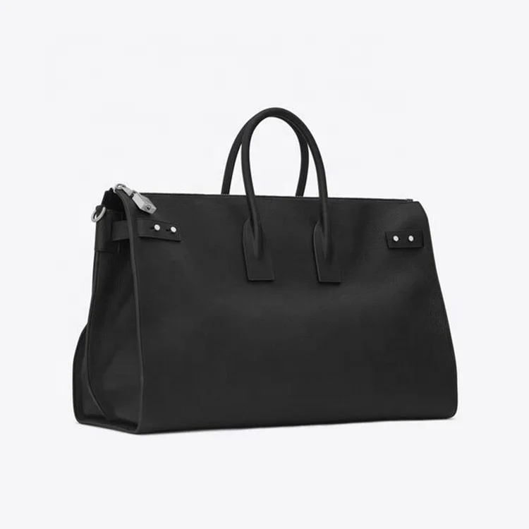 Custom Logo Luxury Leather Duffle Bag Woman Leather Overnight Holiday Luggage Travel Weekender Men Tote Bag