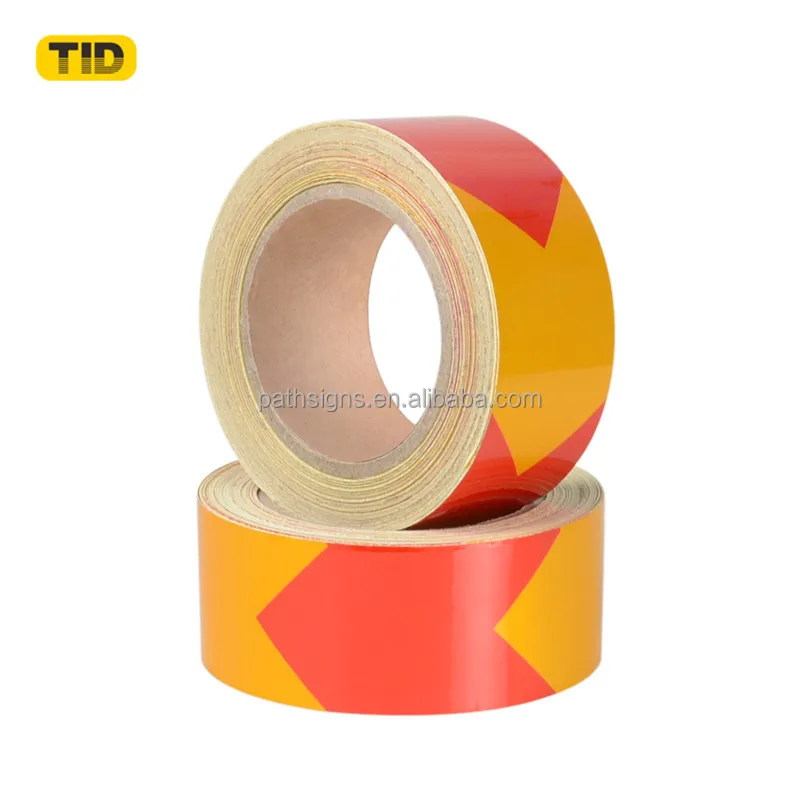 Glass Bead Reflective Strip Wholesale Black&Yellow Arrow Sticker Radium Sticker for Vehicle Truck Trailer Arrow Light