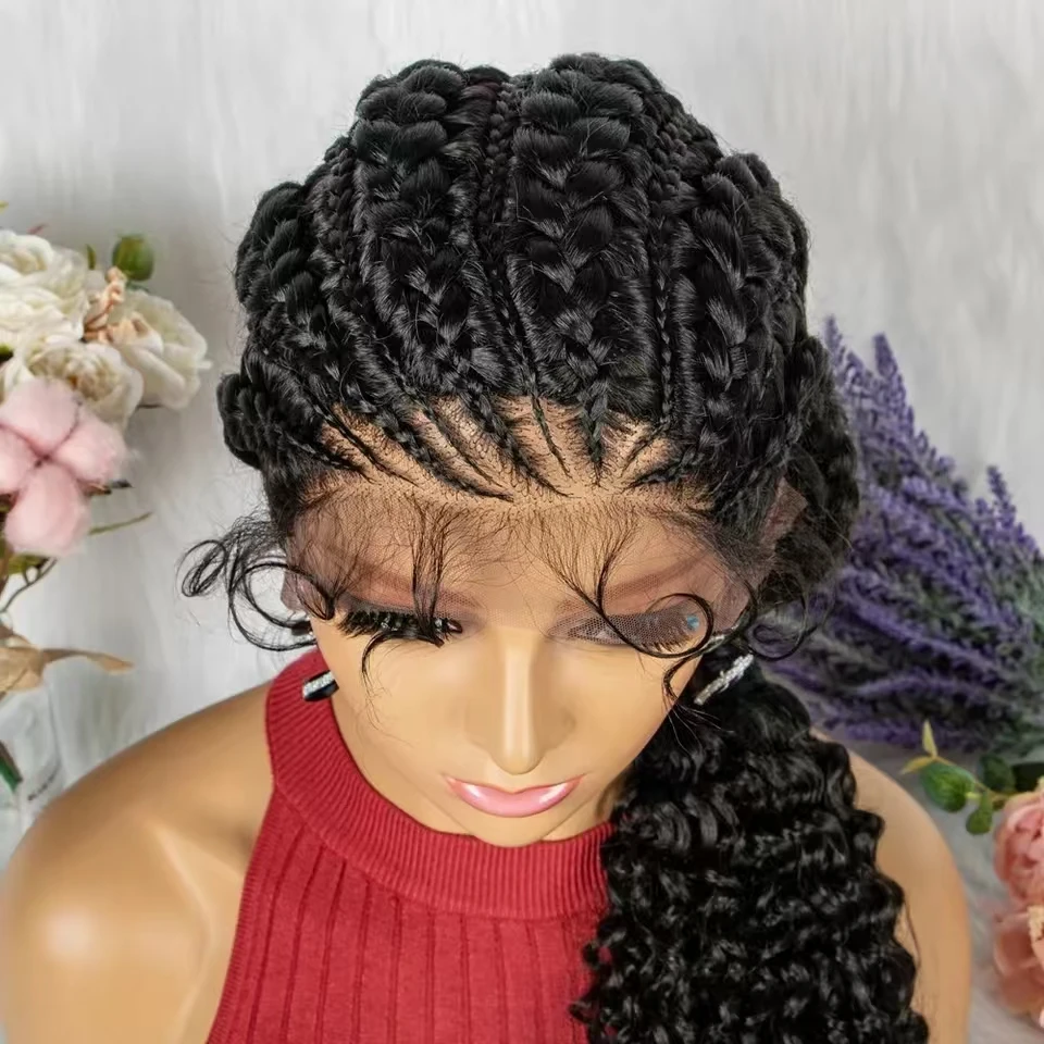 Synthetic Lace Braided Wig Ready to Ship Ponytail Wigs Dreadlock Twist Front Glueless with Baby Hair