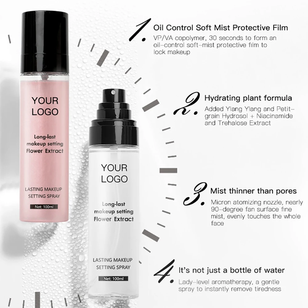 MLM Custom makeup100ml Makeup matte Setting Spray Long Lasting Waterproof make up private label glitter shimmer setting spray