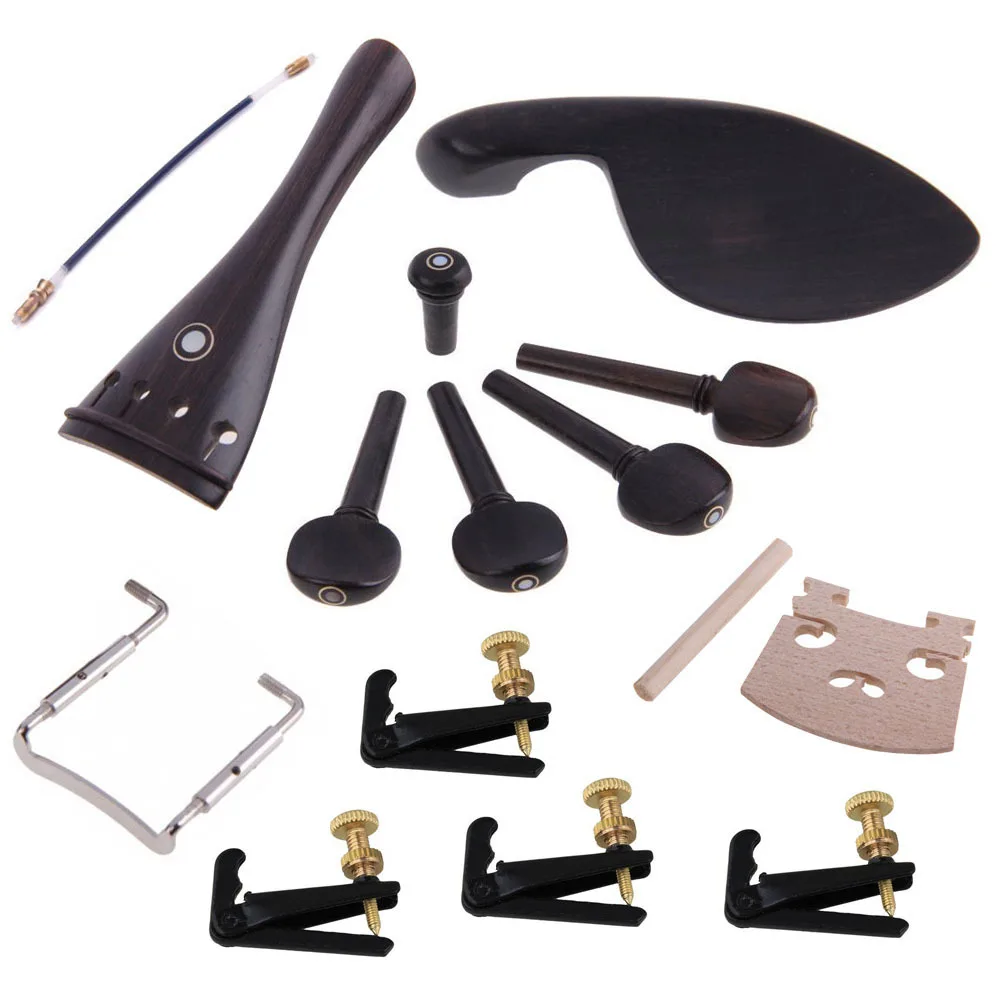 music instrument  Ebony 4/4 Fiddle Accessories String Shaft Pull Plate Tail Rope Cheek Rest 4 Iron Micro Tuning Pillar Piano