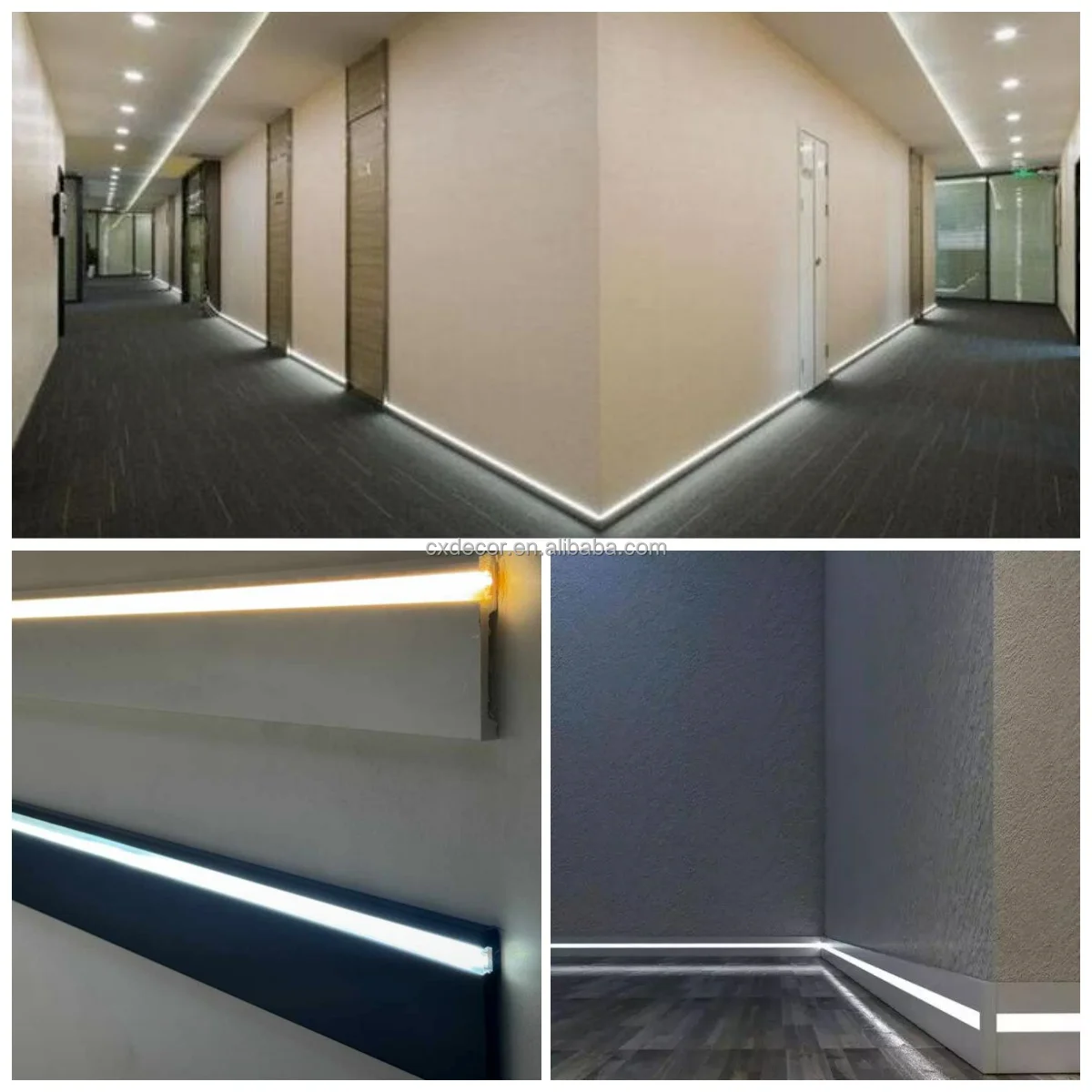 Diy Wall LED Skirting Board White Primed Plain Polystyrene PS Baseboard skirting moulding With Led Backlight