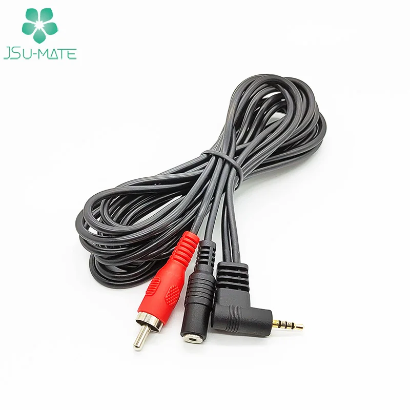 Gold Plating 90 Angle 2.5mm TRRS Male To Mono Female Plug RCA Cable High Quality Y Stereo Cable Mono Cable