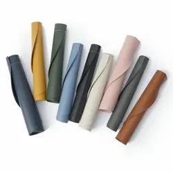 Custom Leather Round Table Mat Eco friendly  Scalloped Disposable Laser Cut Food Placemat For Dinner Table