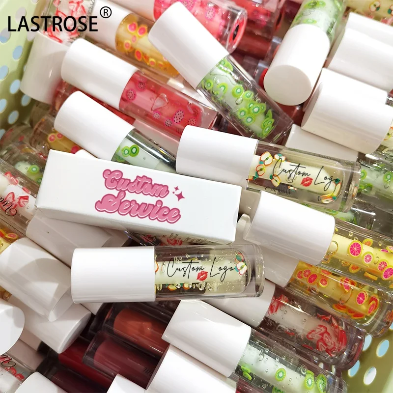 Hot selling 16 colors fruit flavor liquid lip balm private label big brush moisturizing vegan fruit sakura clear lip oil