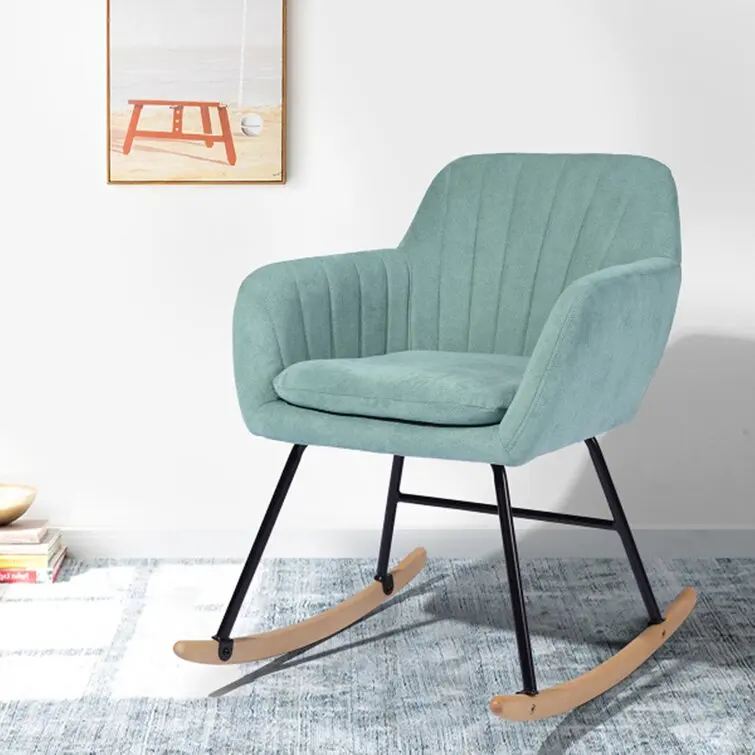 Partner  Mid-century Modern Fabric Wooden Accent Rocking Chair