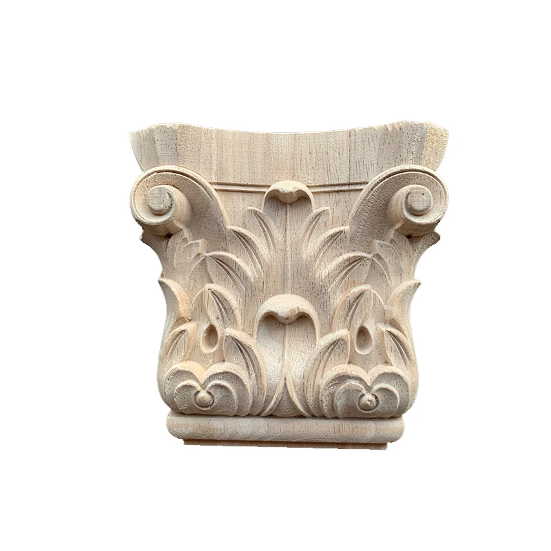 2025 Wooden Carved Onlay Unpainted Applique Frame for Decoration Furniture Doors Rome Column